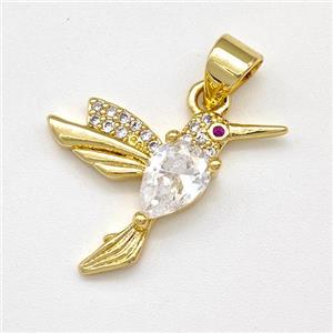 Copper Birds Pendant Micro Pave Zirconia Gold Plated, approx 14-20mm [FN43464]
