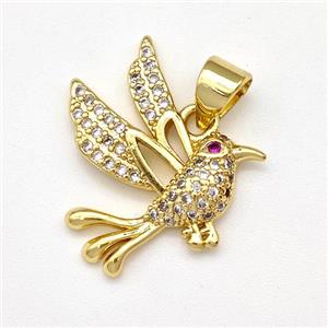 Copper Birds Pendant Micro Pave Zirconia Gold Plated, approx 16-18mm [FN43466]