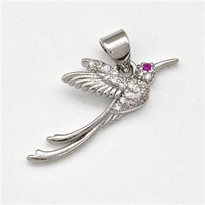 Copper Phonenix Pendant Micro Pave Zirconia Birds Platinum Plated, approx 10-25mm [FN43467]