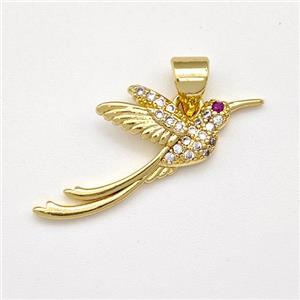 Copper Phonenix Pendant Micro Pave Zirconia Birds Gold Plated, approx 10-25mm [FN43468]