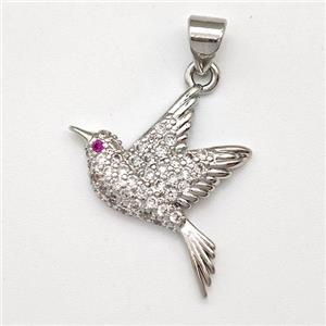 Copper Birds Pendant Micro Pave Zirconia Platinum Plated, approx 15-20mm [FN43469]