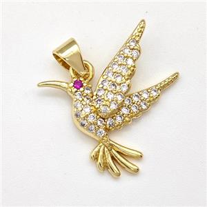 Copper Birds Pendant Micro Pave Zirconia Gold Plated, approx 18-20mm [FN43472]