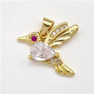 Copper Birds Pendant Micro Pave Zirconia Gold Plated, approx 18-20mm [FN43474]