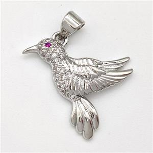 Copper Birds Pendant Micro Pave Zirconia Platinum Plated, approx 20mm [FN43481]
