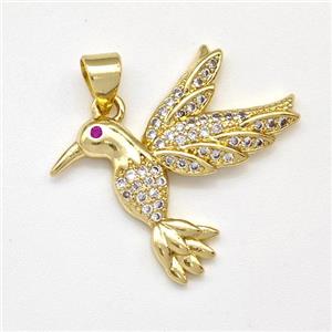 Copper Birds Pendant Micro Pave Zirconia Gold Plated, approx 20-25mm [FN43486]