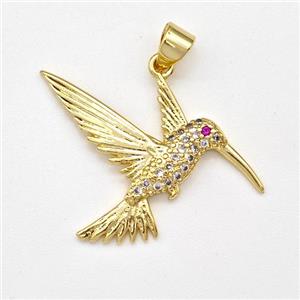 Copper HummingBirds Pendant Micro Pave Zirconia Gold Plated, approx 20-30mm [FN43488]