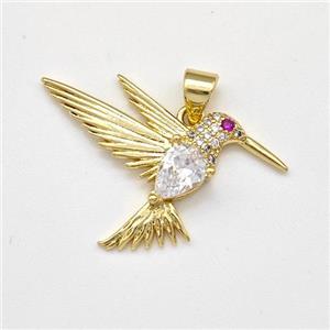 Copper HummingBirds Pendant Micro Pave Zirconia Gold Plated, approx 20-30mm [FN43490]