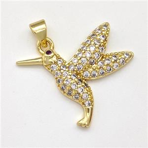 Copper Birds Pendant Micro Pave Zirconia Gold Plated, approx 20-27mm [FN43496]