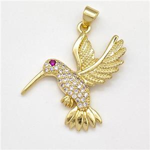Copper Birds Pendant Micro Pave Zirconia Gold Plated, approx 25-30mm [FN43498]