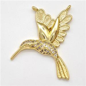 Copper Birds Pendant Micro Pave Zirconia 2loops Gold Plated, approx 24-28mm [FN43500]