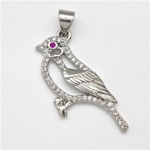Copper Birds Pendant Micro Pave Zirconia Platinum Plated, approx 12-27mm [FN43501]