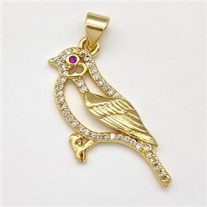Copper Birds Pendant Micro Pave Zirconia Gold Plated, approx 12-27mm [FN43502]