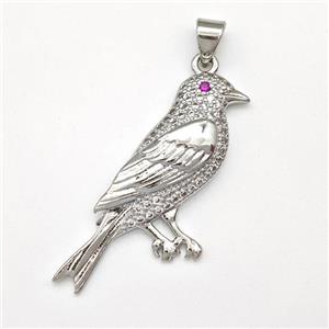 Copper Birds Pendant Micro Pave Zirconia Platinum Plated, approx 20-32mm [FN43505]