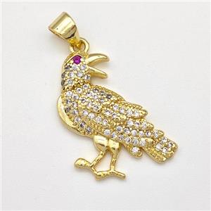 Copper Birds Pendant Micro Pave Zirconia Gold Plated, approx 20mm [FN43507]