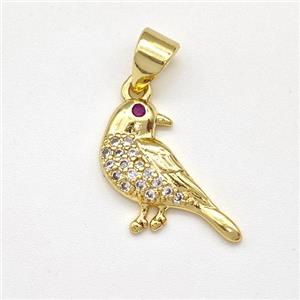 Copper Birds Pendant Micro Pave Zirconia Gold Plated, approx 12-15mm [FN43511]