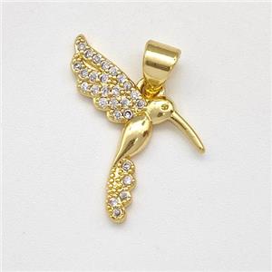 Copper HummingBirds Pendant Micro Pave Zirconia Gold Plated, approx 13-18mm [FN43513]