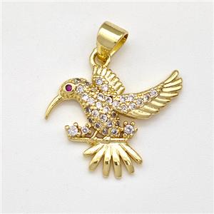 Copper Birds Pendant Micro Pave Zirconia Gold Plated, approx 18-20mm [FN43515]