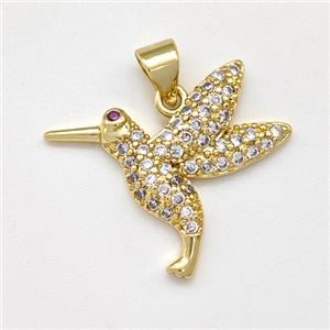 Copper Birds Pendant Micro Pave Zirconia Gold Plated, approx 18-22mm [FN43517]