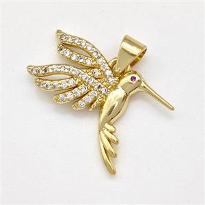 Copper Birds Pendant Micro Pave Zirconia Gold Plated, approx 15-22mm [FN43519]
