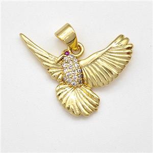 Copper Eagle Pendant Micro Pave Zirconia Bird Gold Plated, approx 17-23mm [FN43521]