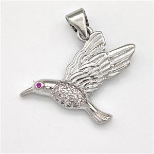 Copper Birds Pendant Micro Pave Zirconia Platinum Plated, approx 15-23mm [FN43524]