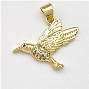 Copper Birds Pendant Micro Pave Zirconia Gold Plated, approx 15-23mm [FN43525]