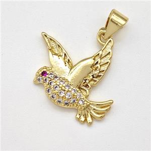 Copper Birds Pendant Micro Pave Zirconia Gold Plated, approx 18-20mm [FN43527]