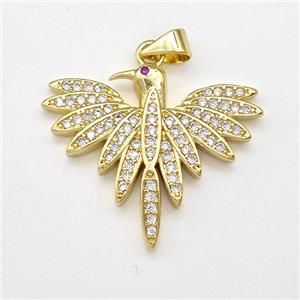 Copper Birds Pendant Micro Pave Zirconia Gold Plated, approx 22-26mm [FN43535]