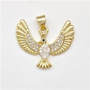 Copper Eagle Pendant Micro Pave Zirconia Bird Gold Plated, approx 20-24mm [FN43537]