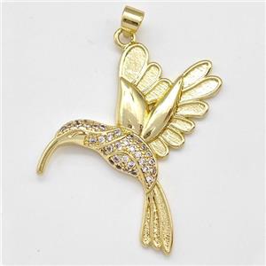 Copper Birds Pendant Micro Pave Zirconia Gold Plated, approx 35-40mm [FN43540]