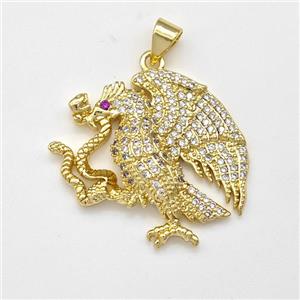 Copper Birds Pendant Micro Pave Zirconia Eagle Snake Gold Plated, approx 24-25mm [FN43546]