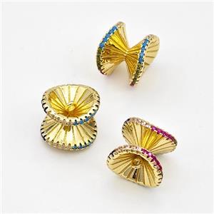 Copper Wheel Connector Micro Pave Zirconia Gold Plated, approx 11-12mm [FN43566]