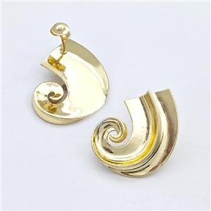 Copper Spiral Stud Earring Gold Plated, approx 22-30mm [FN43597]