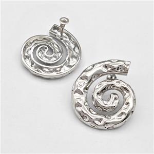 Copper Spiral Stud Earring Hammered Platinum Plated, approx 28-32mm [FN43598]