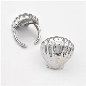 Copper Scallop Shell Rings Platinum Plated, approx 20mm, 18mm dia [FN43604]