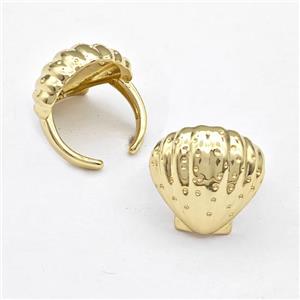 Copper Scallop Shell Rings Gold Plated, approx 20mm, 18mm dia [FN43605]