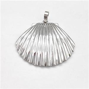 Copper Scallop Shell Pendant Platinum Plated, approx 28-33mm [FN43606]