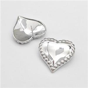 Copper Heart Stud Earrings Platinum Plated, approx 30mm [FN43610]
