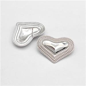 Copper Heart Stud Earrings Platinum Plated, approx 28-36mm [FN43612]