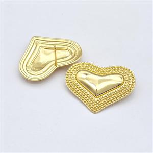 Copper Heart Stud Earrings Gold Plated, approx 28-36mm [FN43613]