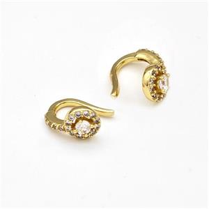 Copper Hook Earrings Pave Zirconia Gold Plated, approx 7mm, 11-13mm [FN43619]
