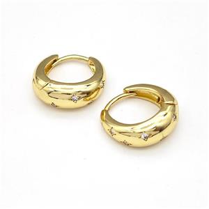 Copper Hoop Earrings Pave Zirconia Gold Plated, approx 16mm [FN43627]