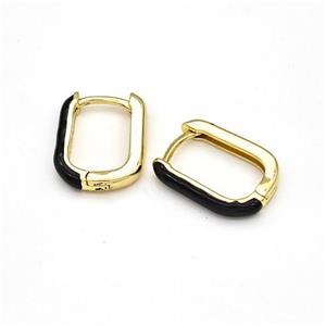 Copper Latchback Earrings Black Enamel Gold Plated, approx 11-16mm [FN43629]