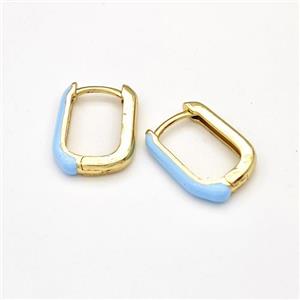 Copper Latchback Earrings Blue Enamel Gold Plated, approx 11-16mm [FN43631]