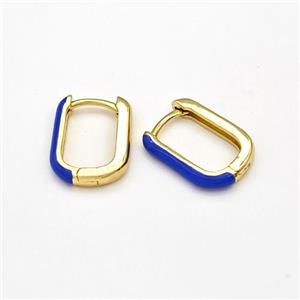 Copper Latchback Earrings Blue Enamel Gold Plated, approx 11-16mm [FN43633]