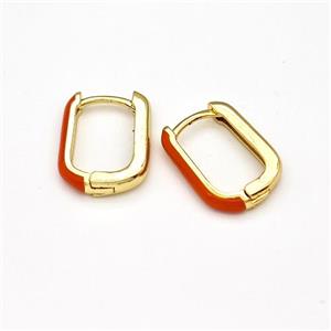 Copper Latchback Earrings Red Enamel Gold Plated, approx 11-16mm [FN43634]