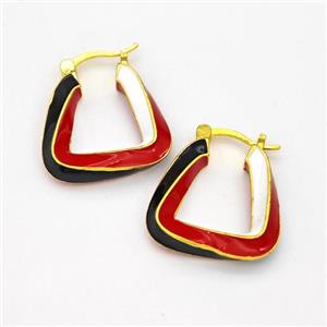 Copper Leaveback Earring Multicolor Enamel Gold Plated, approx 22mm [FN43641]