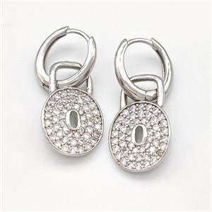 Copper Hoop Earring Padlock Pave Zirconia Platinum Plated, approx 15-25mm, 15mm dia [FN43643]