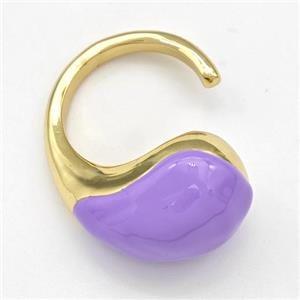 Copper Hook Earrings Hollow Purple Enamel Gold Plated, approx 15-22mm, 16mm dia [FN43681]