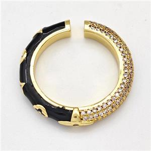 Copper Rings Micro Pave Zirconia Black Enamel Gold Plated, approx 3.5mm, 25mm dia [FN43684]